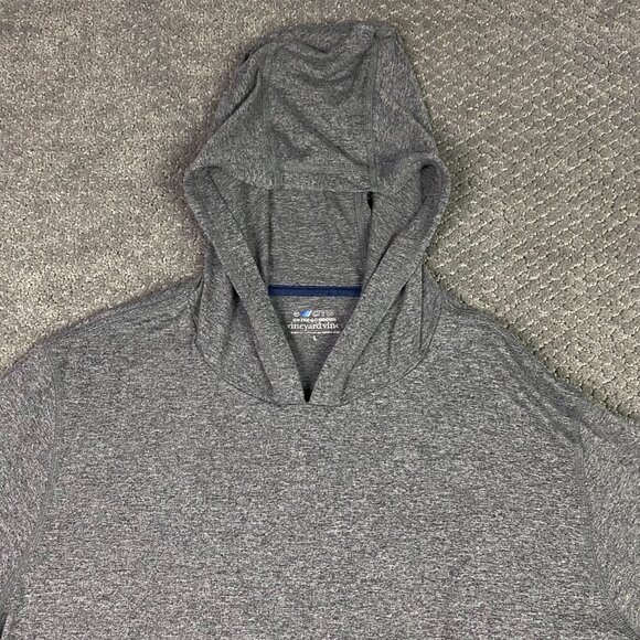 Vineyard Vines Performance On The Go Hoodie Hooded Tee Men's Large Heather Gray - Picture 2 of 11